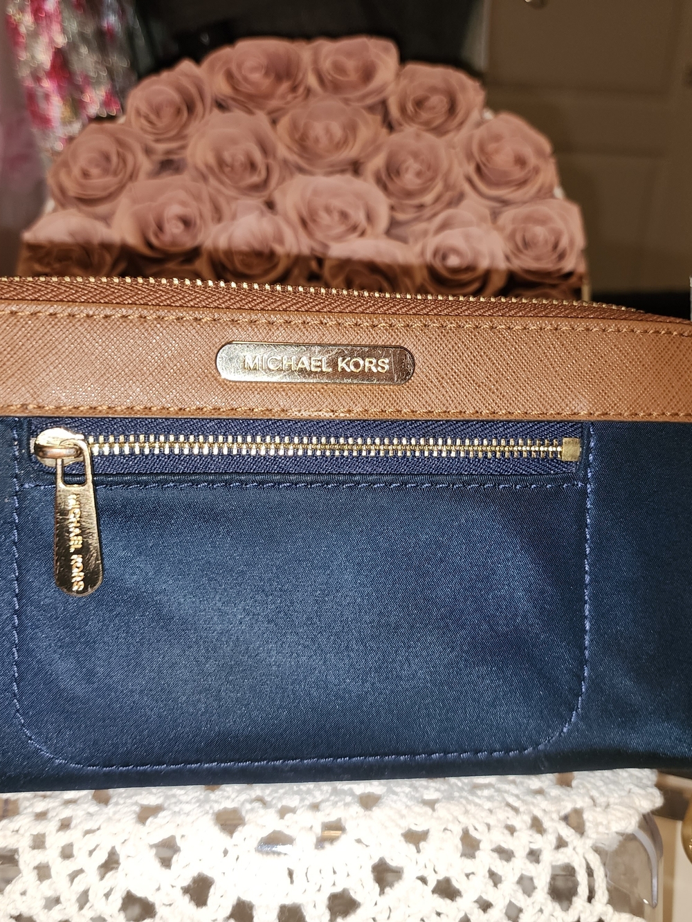 Michael Kors Navy and Brown Crossbody - Michael Kors Women Bag